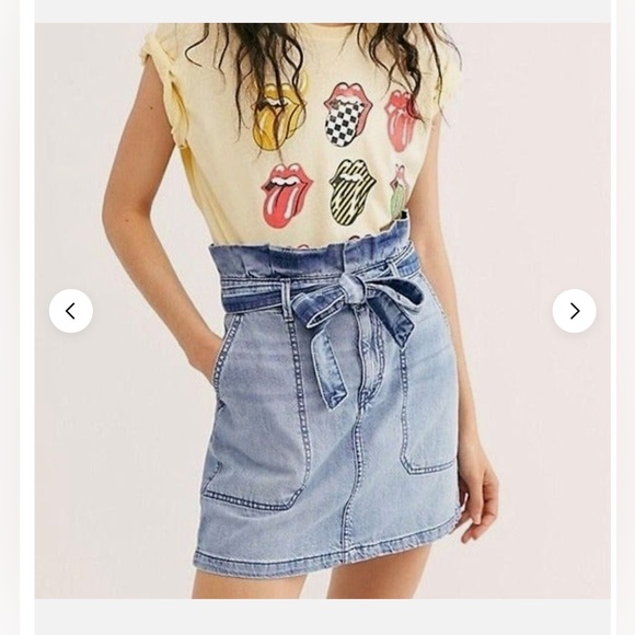 Free People Splendor in the Grass Paperbag Denim Skirt Free People Skirt Size 0 - Picture 2 of 7
